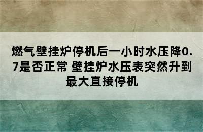 燃气壁挂炉停机后一小时水压降0.7是否正常 壁挂炉水压表突然升到最大直接停机